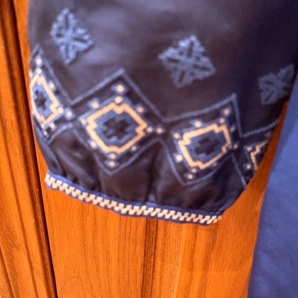 Tory Burch Katya Silk Embroidered Tunic Peasant Blouse Size 14 - Picture 8 of 8